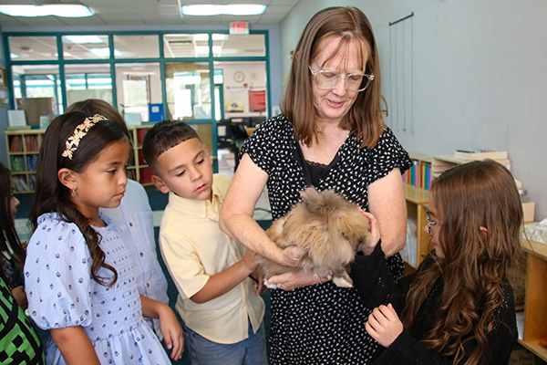 Kids and Teacher with Bunny